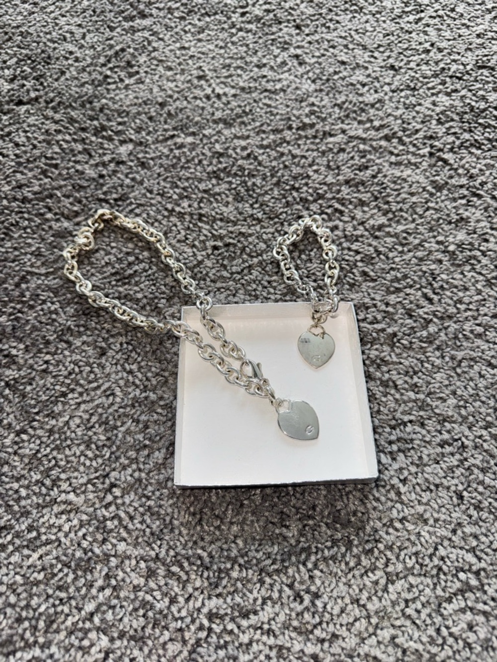 G by Guess Silver Heart Charm Bracelet Duo Vintage